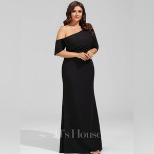 Burgundy Sheath/Column Asymmetrical Floor-Length Stretch Crepe Evening Dress